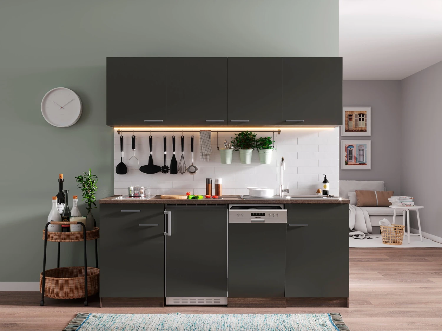 Respekta Küchenzeile KB195EYGC 195 Cm Grau-Eiche York Nachbildung 1 Respekta Küchenzeile KB195EYGC 195 Cm Grau-Eiche York Nachbildung