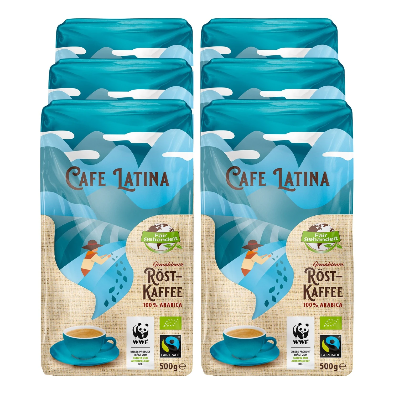 Bio Fairtrade Cafe Latina 500 G, 6er Pack 1 Bio Fairtrade Cafe Latina 500 G, 6er Pack