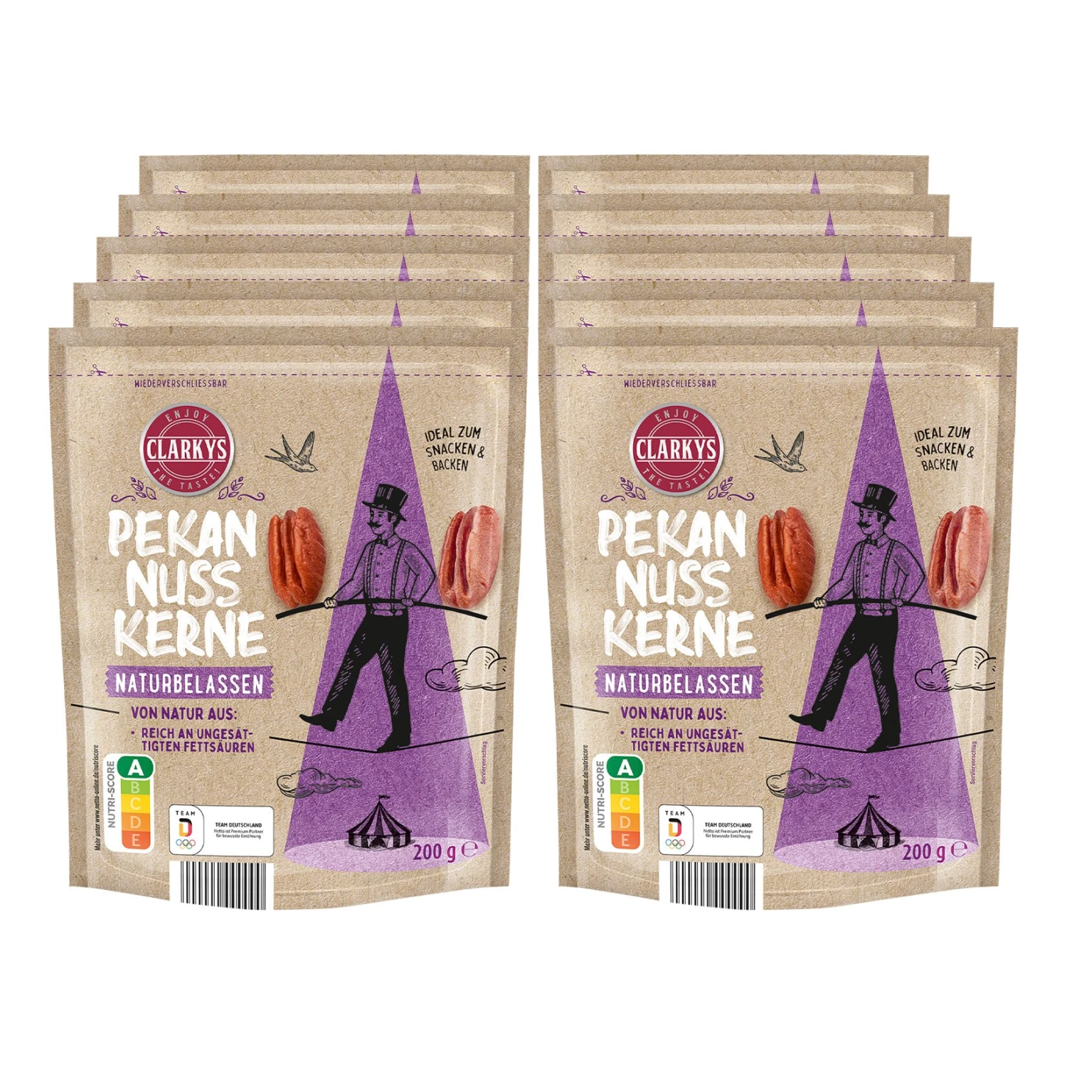 Clarkys Pekannusskerne 200 G, 10er Pack 1 Clarkys Pekannusskerne 200 G, 10er Pack