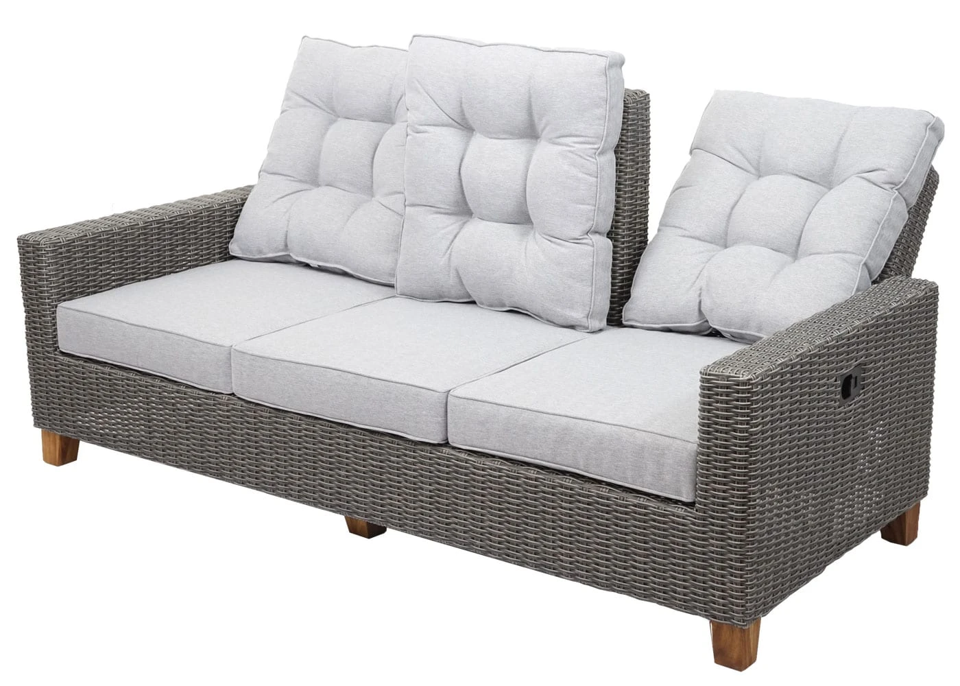 Gartengarnitur MCW-G28, Sitzgruppe Lounge-Set, Akazie Holz Halbrundes Rattan Verstellbar FSC ~ Grau, Kissen Hellgrau 5 Gartengarnitur MCW-G28, Sitzgruppe Lounge-Set, Akazie Holz Halbrundes Rattan Verstellbar FSC ~ Grau, Kissen Hellgrau – Bild 5