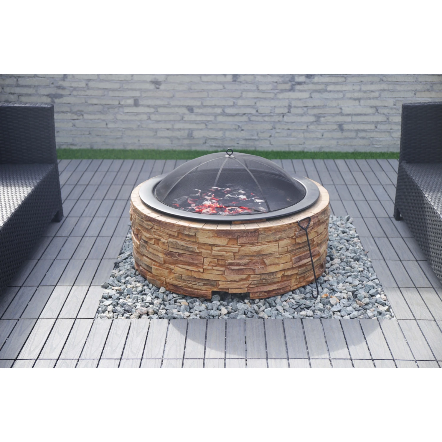 Westmann Feuerstelle Steinoptik Mit Abfanggitter 1 Westmann Feuerstelle Steinoptik Mit Abfanggitter