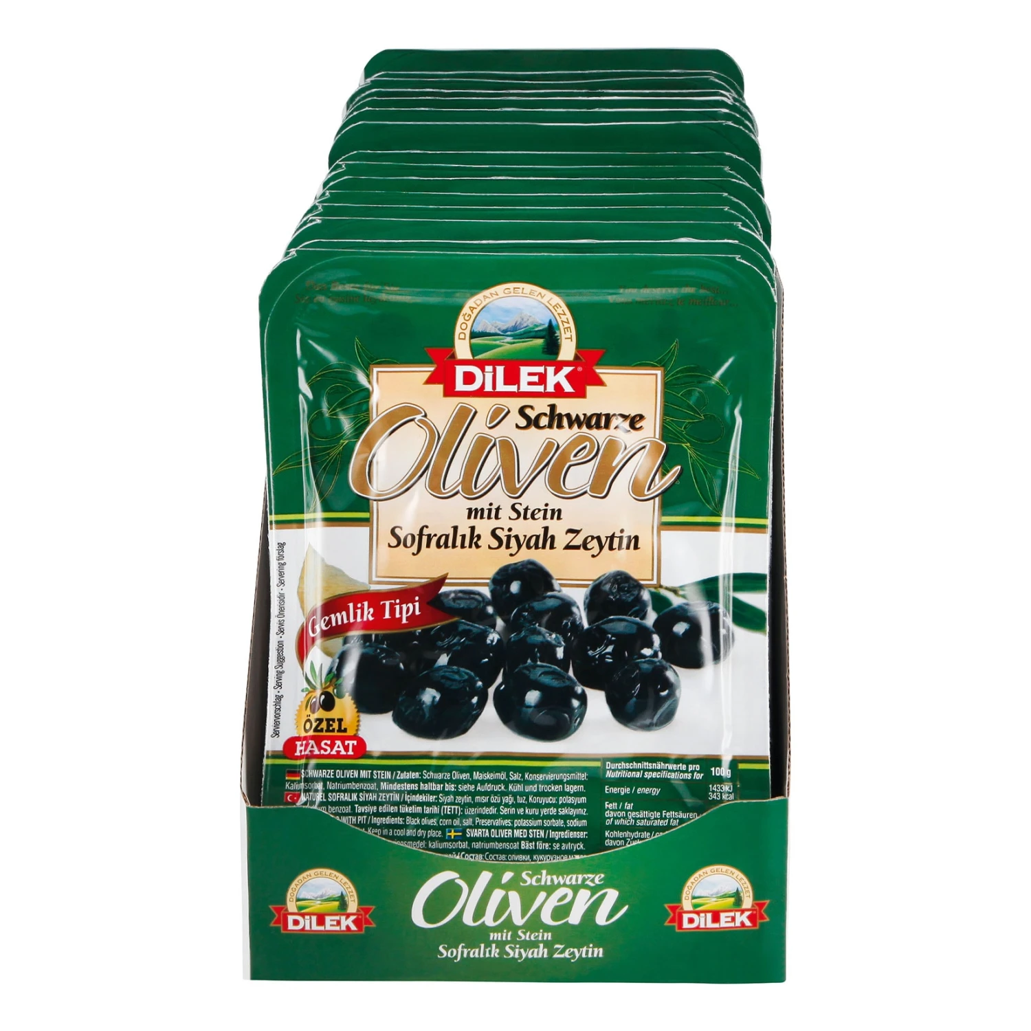 Dilek Schwarze Oliven "Gemlik Tipi" 400 G, 15er Pack 1 Dilek Schwarze Oliven "Gemlik Tipi" 400 G, 15er Pack