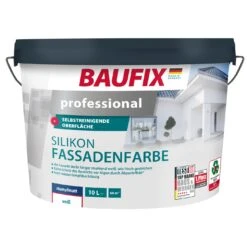 BAUFIX Professional Silikon-Fassadenfarbe Weiß, 10 Liter