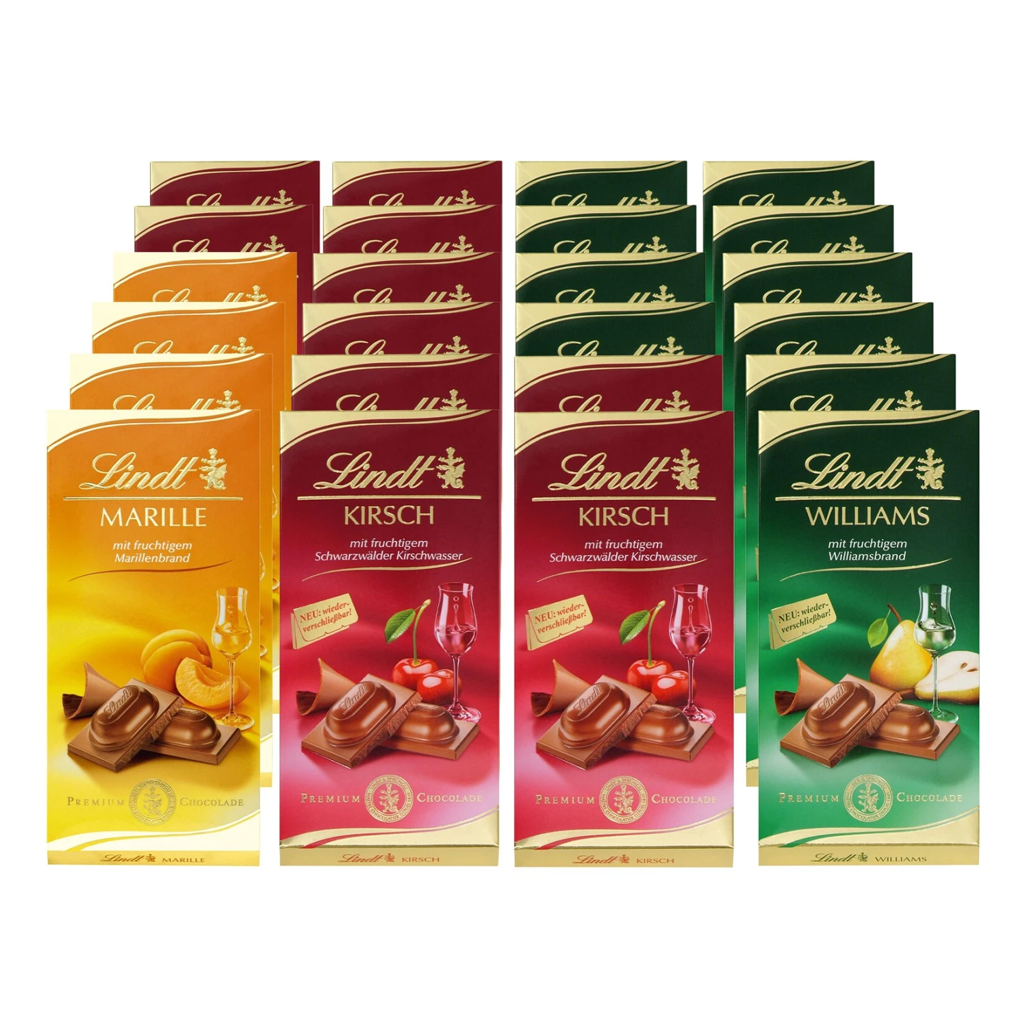 Lindt Schokolade Mit Alkohol 100 G, Verschiedene Sorten, 24er Pack 1 Lindt Schokolade Mit Alkohol 100 G, Verschiedene Sorten, 24er Pack