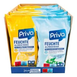 Priva Allzwecktücher 80 Stück, Verschiedene Sorten, 12er Pack
