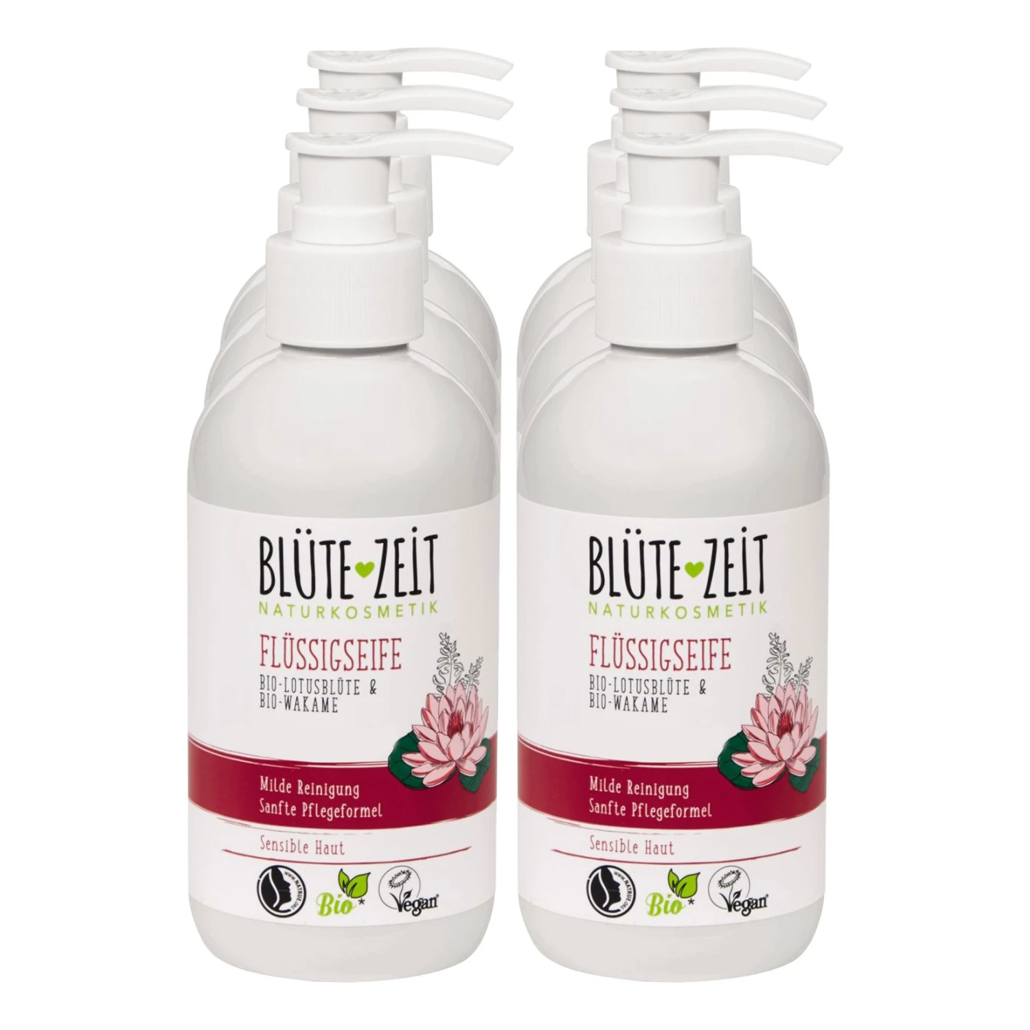 BLÜTE-ZEIT Flüssigseife Bio Lotusblüte & Wakame 300 Ml, 6er Pack 1 BLÜTE-ZEIT Flüssigseife Bio Lotusblüte & Wakame 300 Ml, 6er Pack