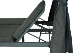 Lounge-Gartenliege MCW-J66, XL Sonnenliege Bali-Liege Doppelliege Outdoor-Bett, 10cm-Polster Aus Olefin Alu ~ Anthrazit -Netto 2365917000 prod 006