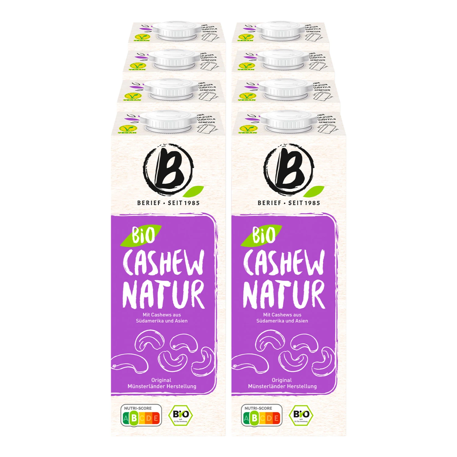 Berief Bio Cashew Drink Natur 1 Liter, 8er Pack 1 Berief Bio Cashew Drink Natur 1 Liter, 8er Pack