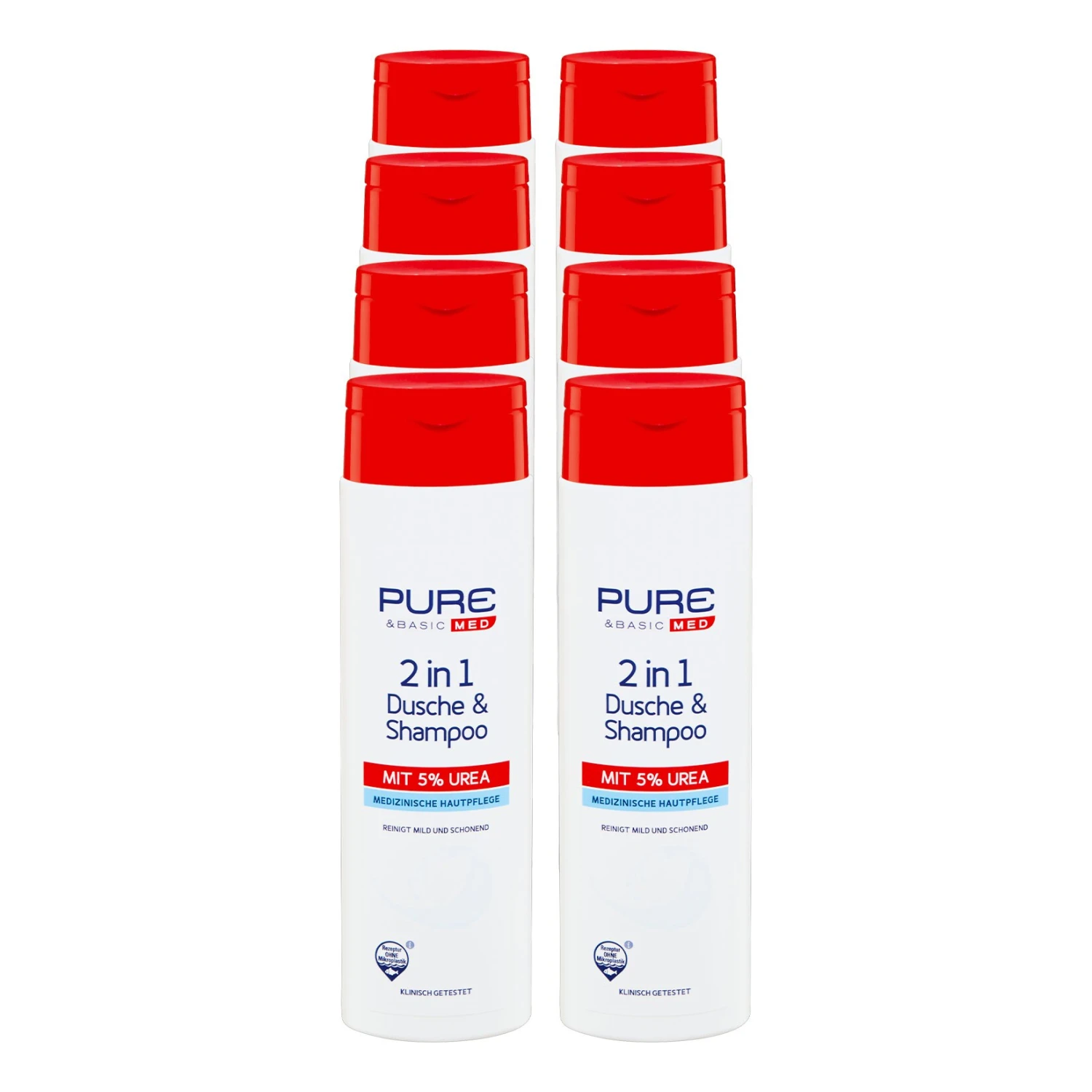 Pure & Basic 2in1 Dusche & Shampoo 300 Ml, 8er Pack 1 Pure & Basic 2in1 Dusche & Shampoo 300 Ml, 8er Pack