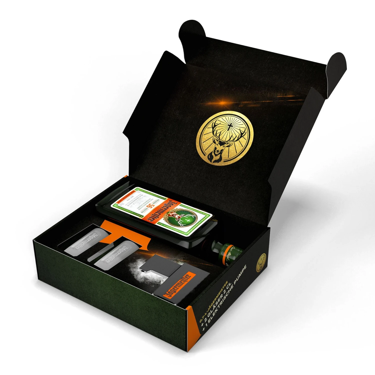 Jägermeister 35,0 % Vol 0,7 Liter Geschenkbox Mit 2 Shotgläser Und Mini Zapfanlage 1 Jägermeister 35,0 % Vol 0,7 Liter Geschenkbox Mit 2 Shotgläser Und Mini Zapfanlage