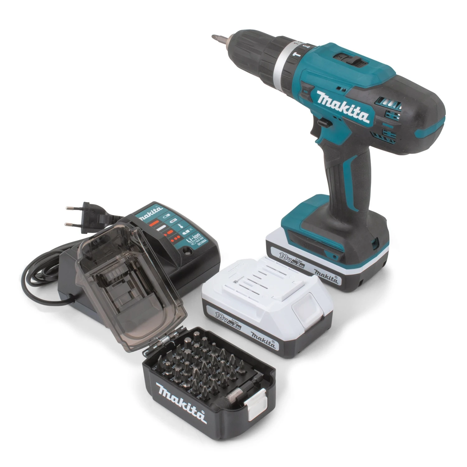 Makita HP488DWAE Akkuschlagbohrschrauber + Makita Bitset E-00016 31-teilig Im Koffer 2 Makita HP488DWAE Akkuschlagbohrschrauber + Makita Bitset E-00016 31-teilig Im Koffer – Bild 2