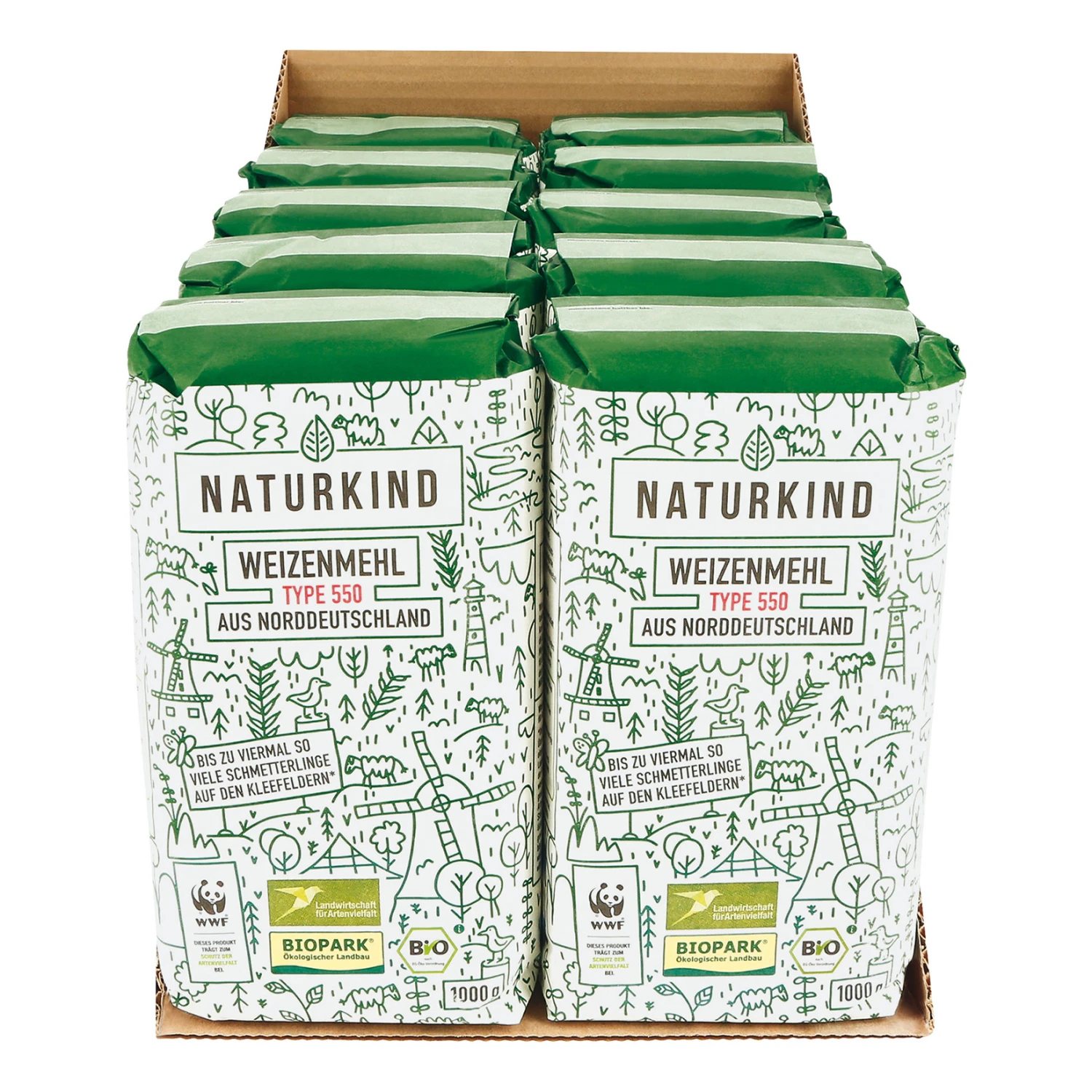 NATURKIND Bio Weizenmehl Type 550 1 Kg, 10er Pack 1 NATURKIND Bio Weizenmehl Type 550 1 Kg, 10er Pack