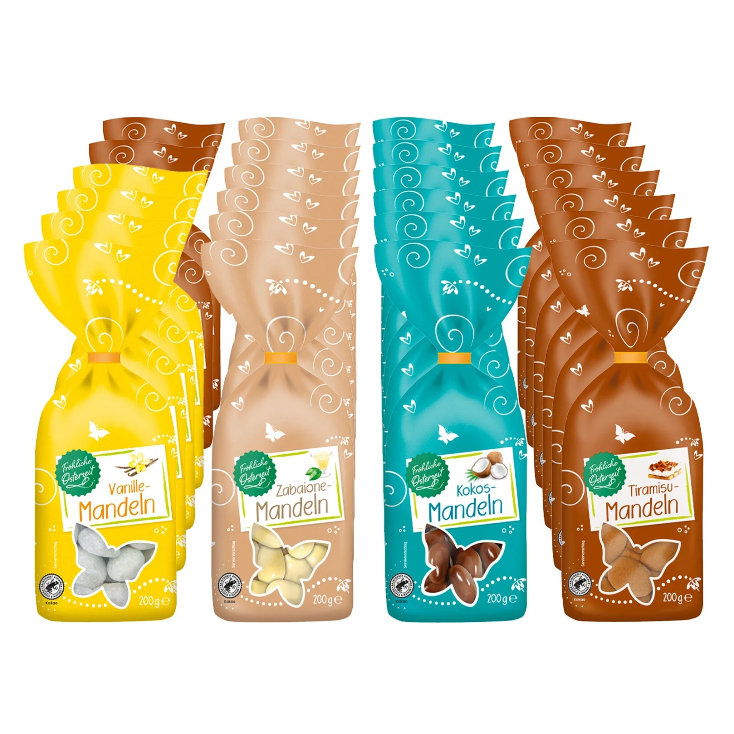 Fröhliche Osterzeit Frühlingsmandeln 200 G, Verschiedene Sorten, 24er Pack 1 Fröhliche Osterzeit Frühlingsmandeln 200 G, Verschiedene Sorten, 24er Pack