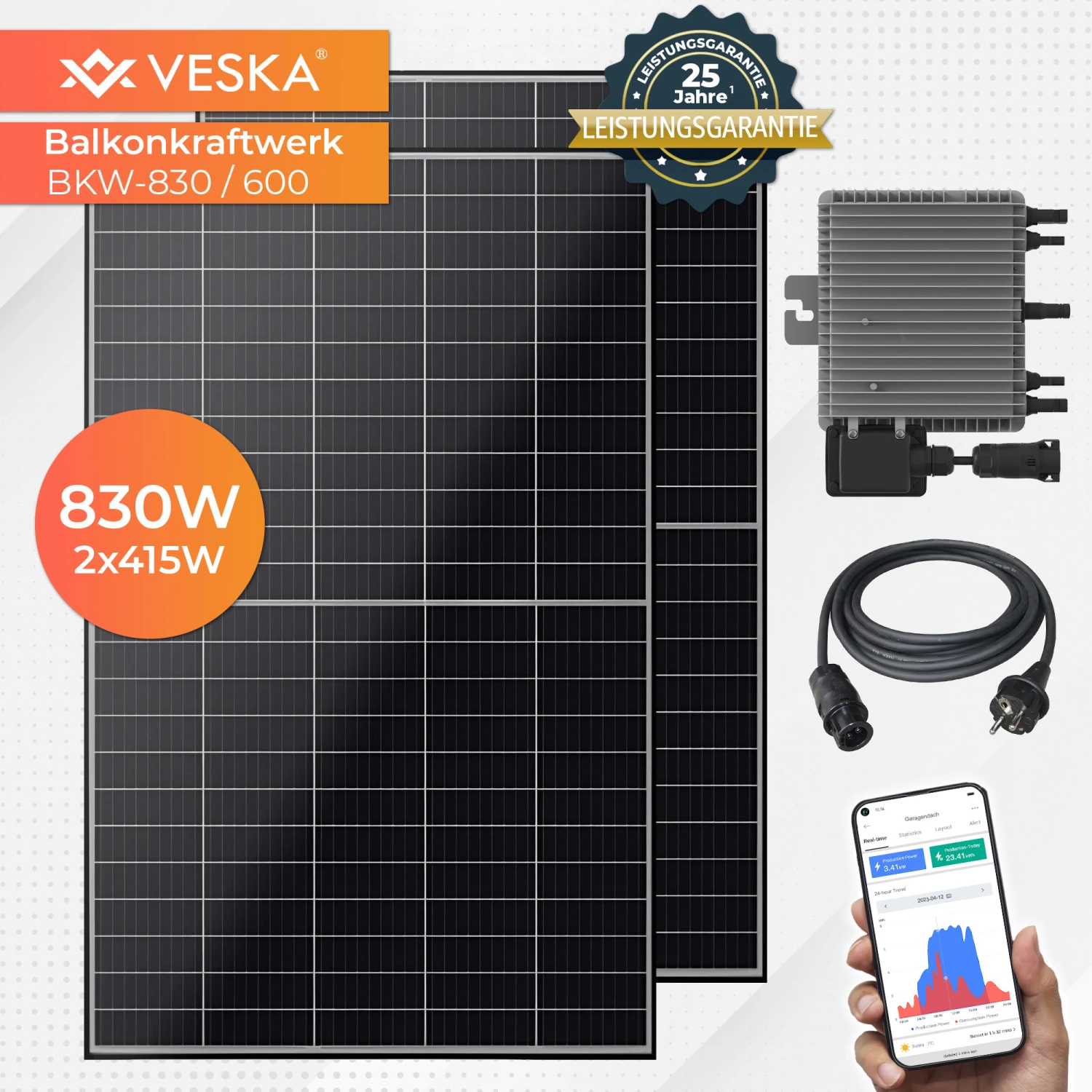 820 W / 600 W Balkonkraftwerk Photovoltaik Solaranlage Steckerfertig WIFI Smart 1 820 W / 600 W Balkonkraftwerk Photovoltaik Solaranlage Steckerfertig WIFI Smart
