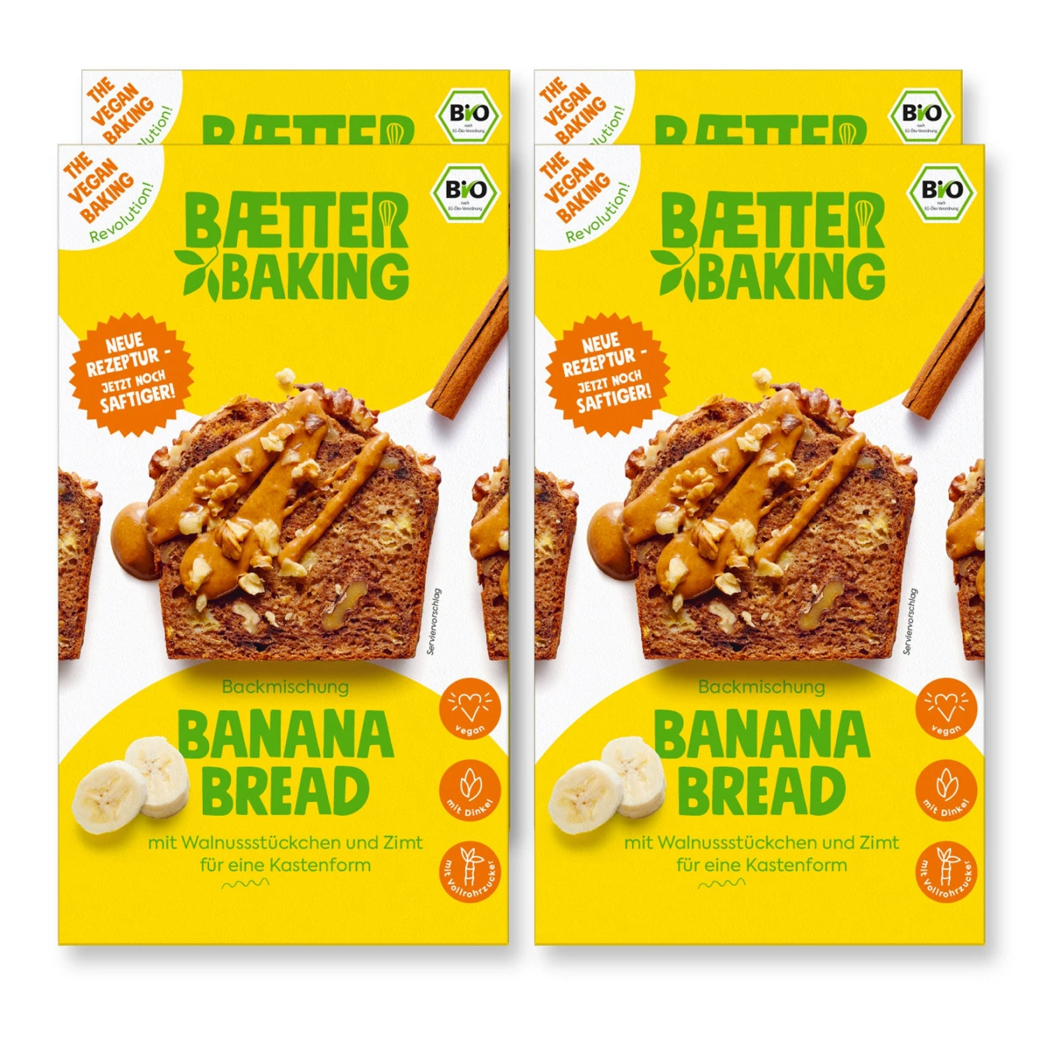 Baetter Baking Bio-Backmischung Banana Bread, 4er Pack 1 Baetter Baking Bio-Backmischung Banana Bread, 4er Pack