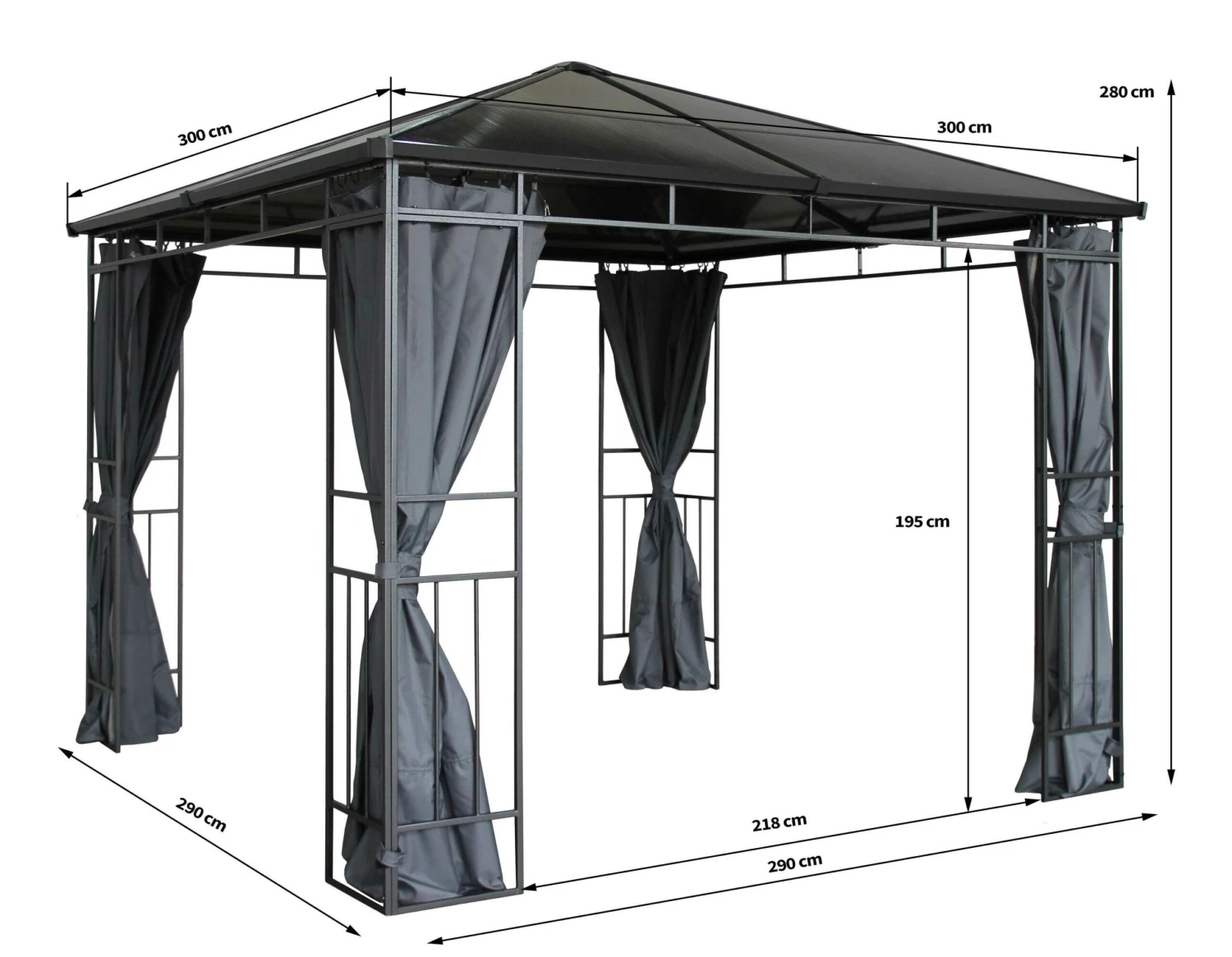 Grasekamp Hardtop Pavillon Limone 3x3m Inkl. Seitenteile Doppelstegplatten Hohlkammer Polycarbonat 2 Grasekamp Hardtop Pavillon Limone 3x3m Inkl. Seitenteile Doppelstegplatten Hohlkammer Polycarbonat – Bild 2
