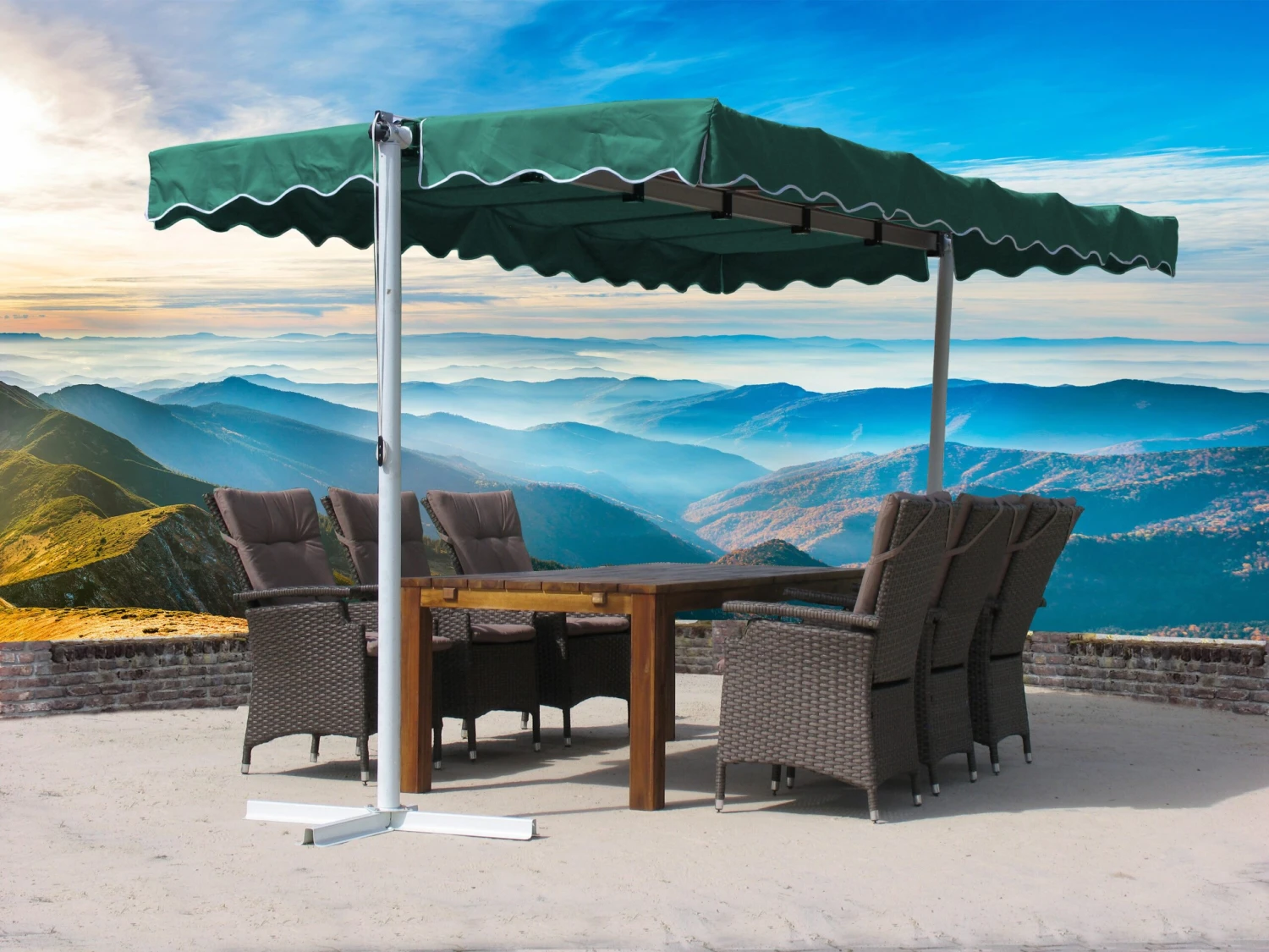 Grasekamp Standmarkise Dubai Grün 375x225cm Terrassenüberdachung Raffmarkise Mobile Markise 3 Grasekamp Standmarkise Dubai Grün 375x225cm Terrassenüberdachung Raffmarkise Mobile Markise – Bild 3