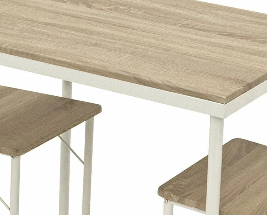 DEGAMO Essgruppe KÖLN 3-teilig, Metallgestell, Oberfläche Eiche Dekor 2 DEGAMO Essgruppe KÖLN 3-teilig, Metallgestell, Oberfläche Eiche Dekor – Bild 2