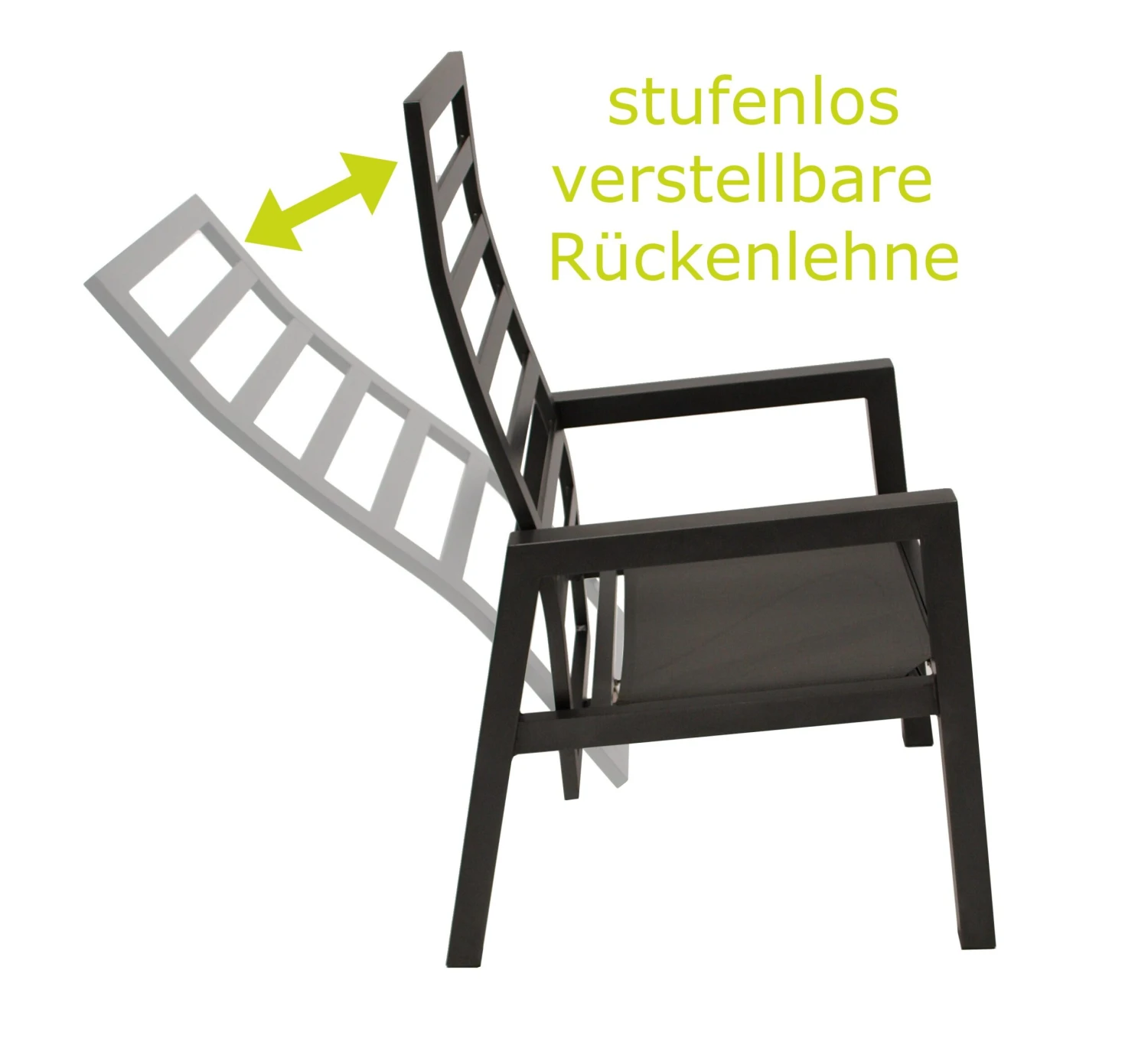 DEGAMO Sessel MANCIANO Hochlehner, Aluminium Dunkelgrau Mit Polster, Stufenlos Verstellbar, 2 Stück 3 DEGAMO Sessel MANCIANO Hochlehner, Aluminium Dunkelgrau Mit Polster, Stufenlos Verstellbar, 2 Stück – Bild 3