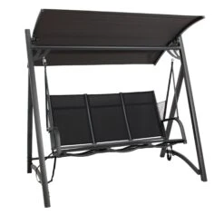 DEGAMO Hollywoodschaukel DALLAS 3-sitzer Aluminium, Schwarz/grau