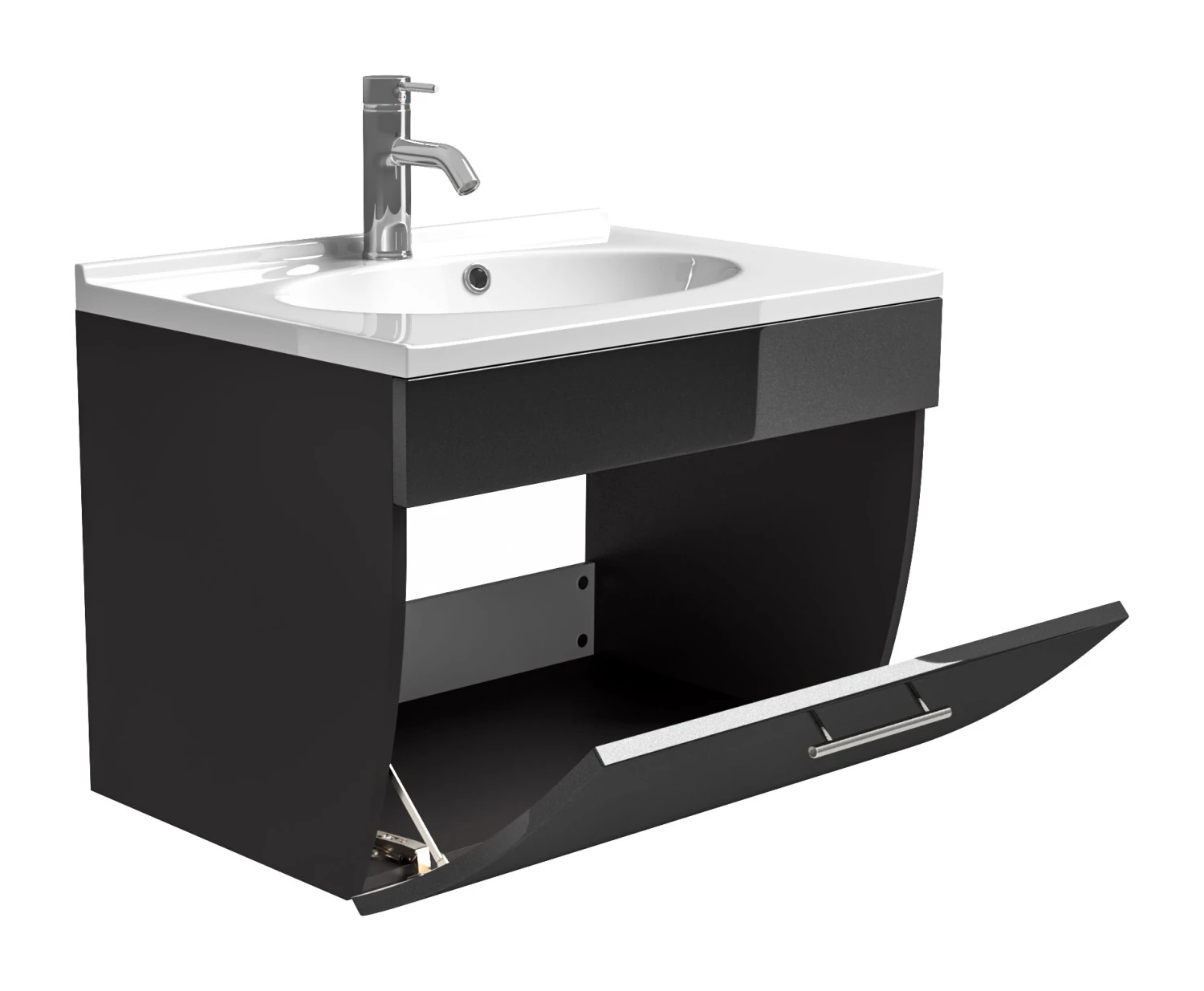 Posseik Waschplatz Salona Anthrazit Waschtisch Inkl. Mineralguss-Waschbecken 5 Posseik Waschplatz Salona Anthrazit Waschtisch Inkl. Mineralguss-Waschbecken – Bild 5