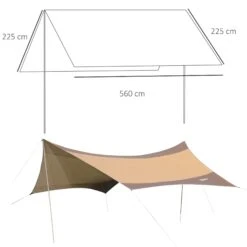 Outsunny Sonnensegel Mit Aufstellstangen Beige, Kaffeebraun 550 X 560 Cm (LxB) | Tarp Sonnenschutz Zeltplane Sonnendach Außenzelt -Netto 8600336600 840 184 prod 005