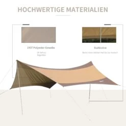 Outsunny Sonnensegel Mit Aufstellstangen Beige, Kaffeebraun 550 X 560 Cm (LxB) | Tarp Sonnenschutz Zeltplane Sonnendach Außenzelt -Netto 8600336600 840 184 prod 006