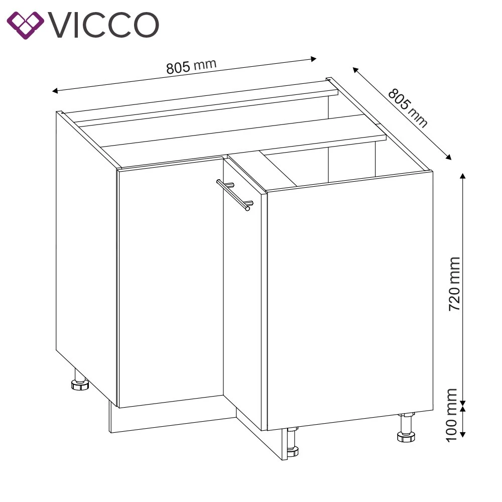 VICCO Eckunterschrank 87 Cm Weiß Küchenzeile Unterschrank Fame 3 VICCO Eckunterschrank 87 Cm Weiß Küchenzeile Unterschrank Fame – Bild 3