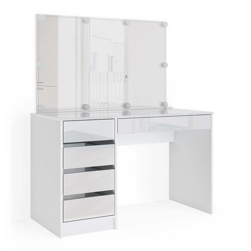 Vicco Schminktisch Sherry Weiß Mit LED-Beleuchtung Spiegel Frisiertisch Kommode 2 Vicco Schminktisch Sherry Weiß Mit LED-Beleuchtung Spiegel Frisiertisch Kommode – Bild 2