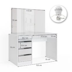 Vicco Schminktisch Sherry Weiß Mit LED-Beleuchtung Spiegel Frisiertisch Kommode 8 Vicco Schminktisch Sherry Weiß Mit LED-Beleuchtung Spiegel Frisiertisch Kommode -Netto 8600343700 33955 prod 003