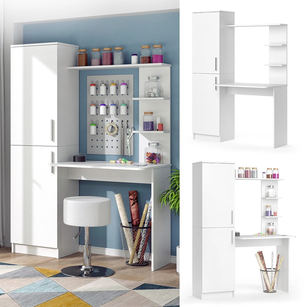 Vicco Arbeitstisch Schreibtisch Schminktisch Tessa Weiß Basteltisch Mit Schrank 1 Vicco Arbeitstisch Schreibtisch Schminktisch Tessa Weiß Basteltisch Mit Schrank