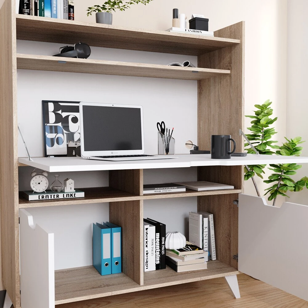 Vicco Schreibtisch Arbeitstisch Computertisch Berdi Weiß/Sonoma Schranktisch 5 Vicco Schreibtisch Arbeitstisch Computertisch Berdi Weiß/Sonoma Schranktisch – Bild 5