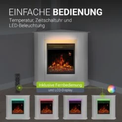 Juskys Elektrokamin – Standkamin Mit Heizung & Kaminfeuer – Flammeneffekt, 1000/2000 Watt – Weiß 11 Juskys Elektrokamin – Standkamin Mit Heizung & Kaminfeuer – Flammeneffekt, 1000/2000 Watt – Weiß -Netto 8600348200 18794 prod 006