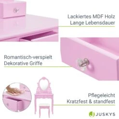 Juskys Schminktisch Julia - Frisiertisch Mit Spiegel, Hocker & 4 Schubladen - Rosa - Mädchen Kinder 10 Juskys Schminktisch Julia - Frisiertisch Mit Spiegel, Hocker & 4 Schubladen - Rosa - Mädchen Kinder -Netto 8600348200 19570 prod 005