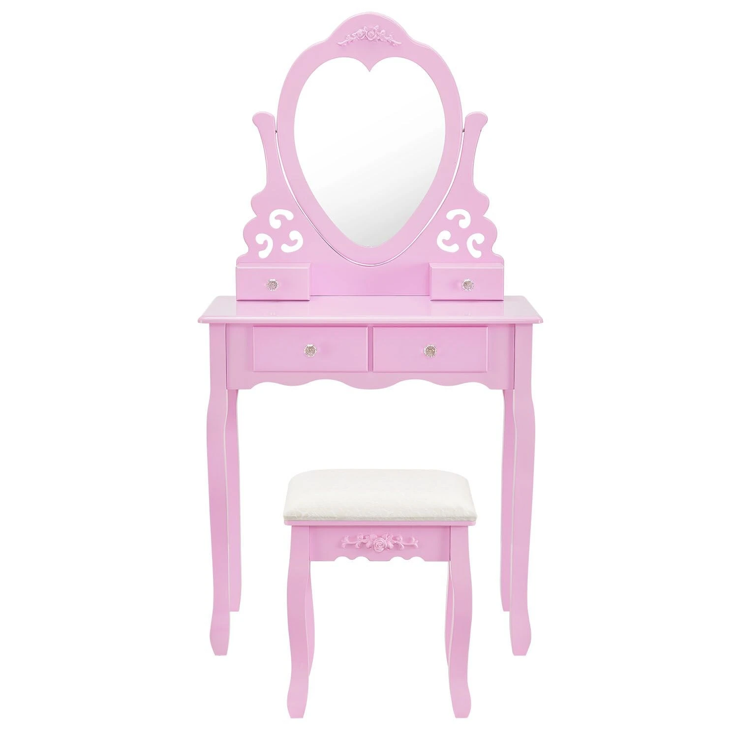 Juskys Schminktisch Julia - Frisiertisch Mit Spiegel, Hocker & 4 Schubladen - Rosa - Mädchen Kinder 6 Juskys Schminktisch Julia - Frisiertisch Mit Spiegel, Hocker & 4 Schubladen - Rosa - Mädchen Kinder – Bild 6