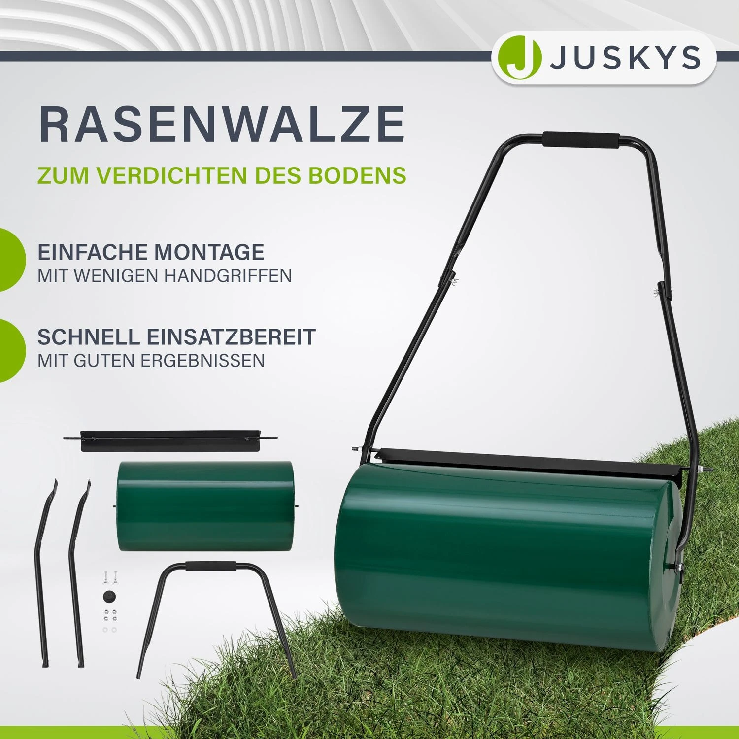 Juskys Garten Rasenwalze Fritz Aus Metall Befüllbar Mit 48L Wasser / Sand – Inkl. Schmutzabweiser 2 Juskys Garten Rasenwalze Fritz Aus Metall Befüllbar Mit 48L Wasser / Sand – Inkl. Schmutzabweiser – Bild 2