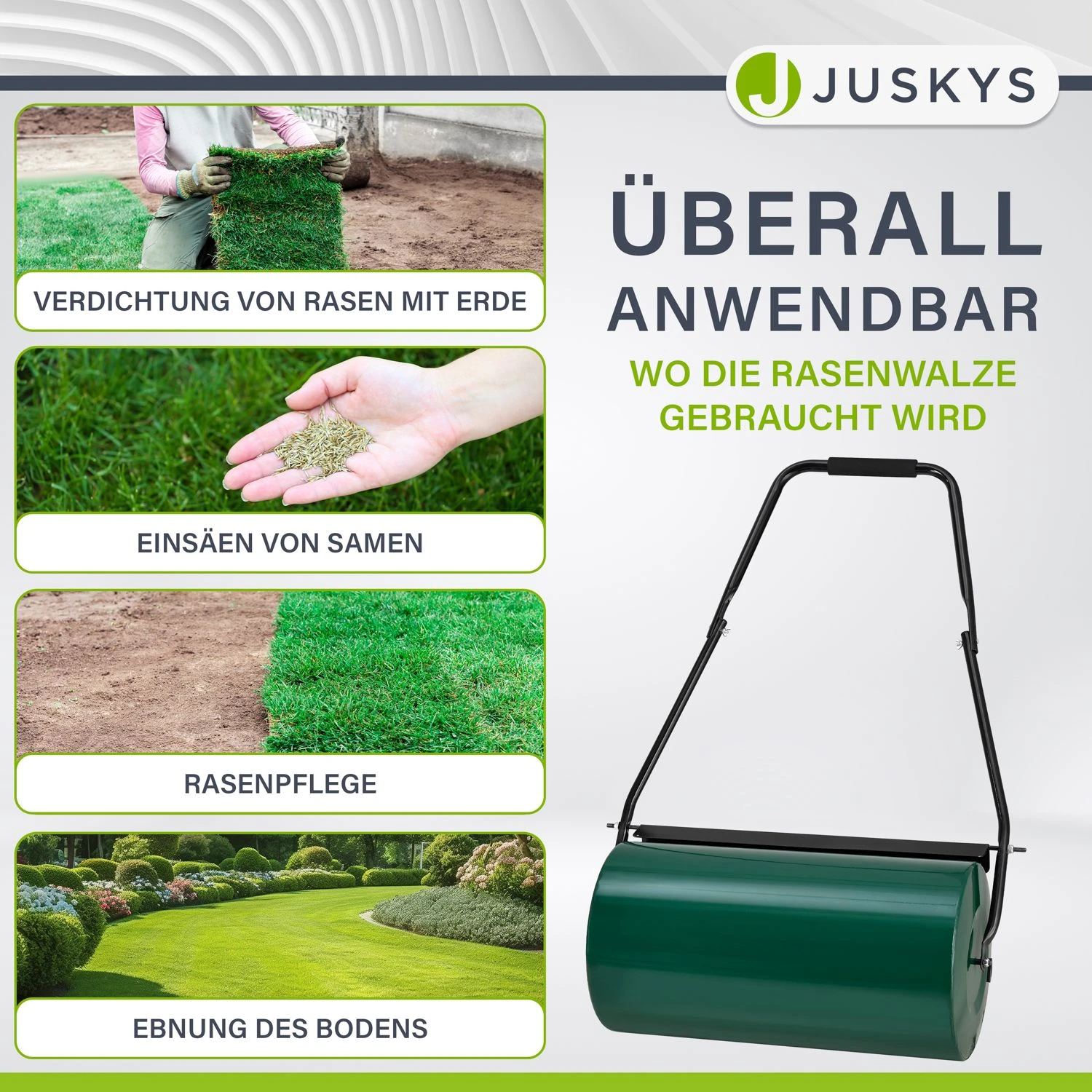 Juskys Garten Rasenwalze Fritz Aus Metall Befüllbar Mit 48L Wasser / Sand – Inkl. Schmutzabweiser 5 Juskys Garten Rasenwalze Fritz Aus Metall Befüllbar Mit 48L Wasser / Sand – Inkl. Schmutzabweiser – Bild 5