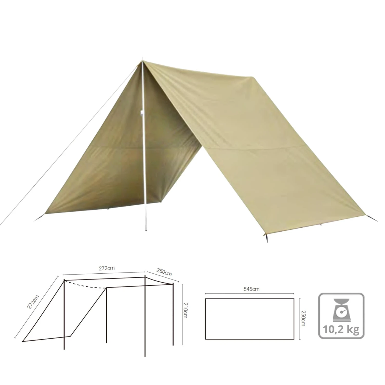KINGCAMP Khan Plus Tarp Sonnen Segel Camping Wind Schutz Vorzelt Plane Baumwolle 2 KINGCAMP Khan Plus Tarp Sonnen Segel Camping Wind Schutz Vorzelt Plane Baumwolle – Bild 2