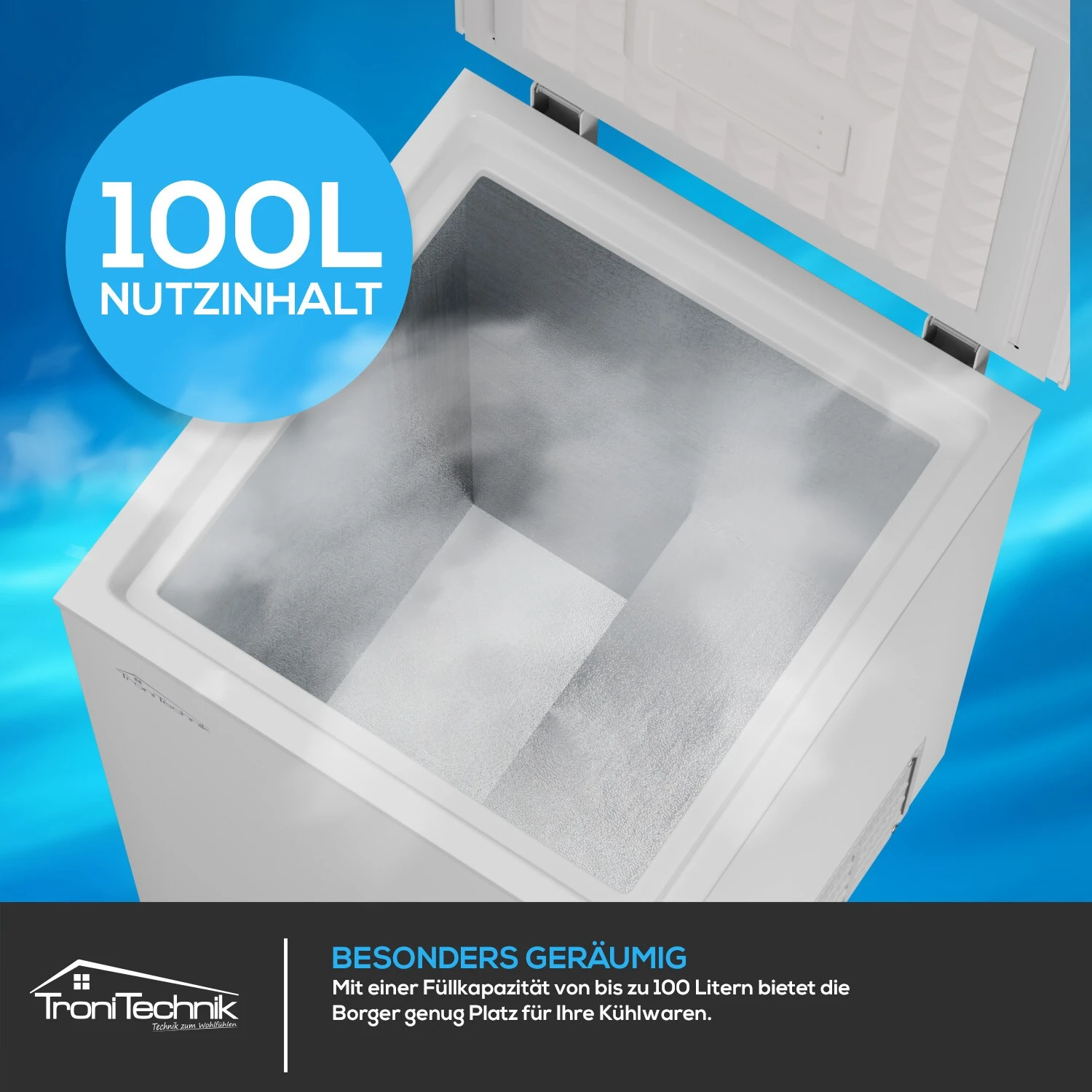 TroniTechnik Gefriertruhe Kühltruhe Kühlfach BORGAR 110L Basic Mit Korb 3 TroniTechnik Gefriertruhe Kühltruhe Kühlfach BORGAR 110L Basic Mit Korb – Bild 3