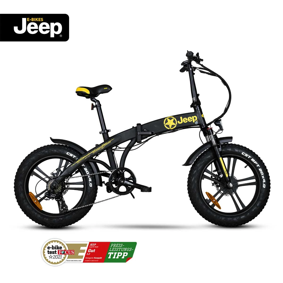 Jeep Fold FAT E-Bike FR 7020, 20“ Kompaktrad, Falt-E-Bike, 7-Gang Kettenschaltung, Black 1 Jeep Fold FAT E-Bike FR 7020, 20“ Kompaktrad, Falt-E-Bike, 7-Gang Kettenschaltung, Black