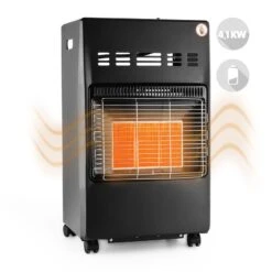 Kamtschatka Gasheizofen Gasheizer Keramikbrenner Infrarot 4,1kW Schwarz