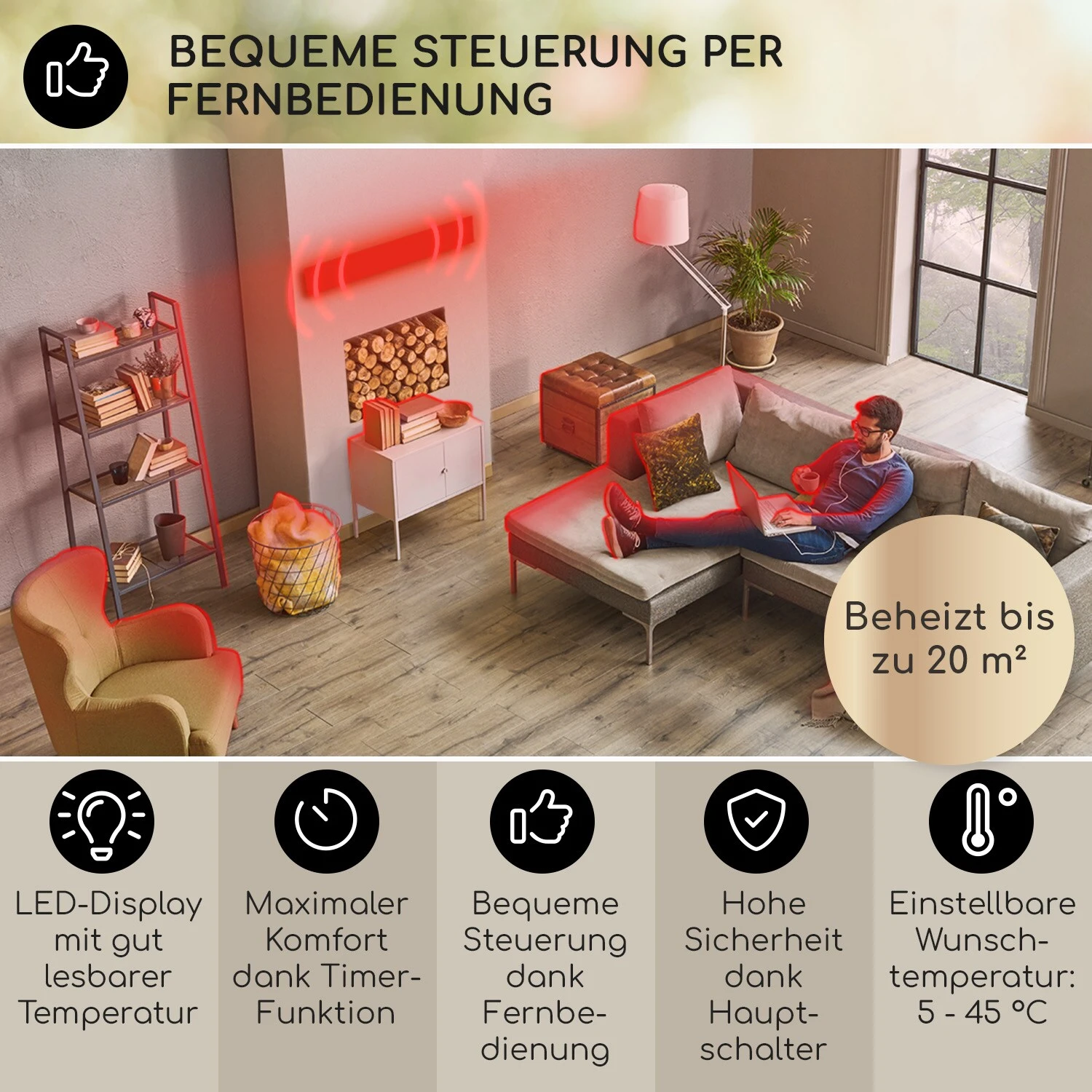 Cosmic Beam Plus XXL Infrarot-Heizstrahler 3000W IP44 Fernbedienung 3 Cosmic Beam Plus XXL Infrarot-Heizstrahler 3000W IP44 Fernbedienung – Bild 3