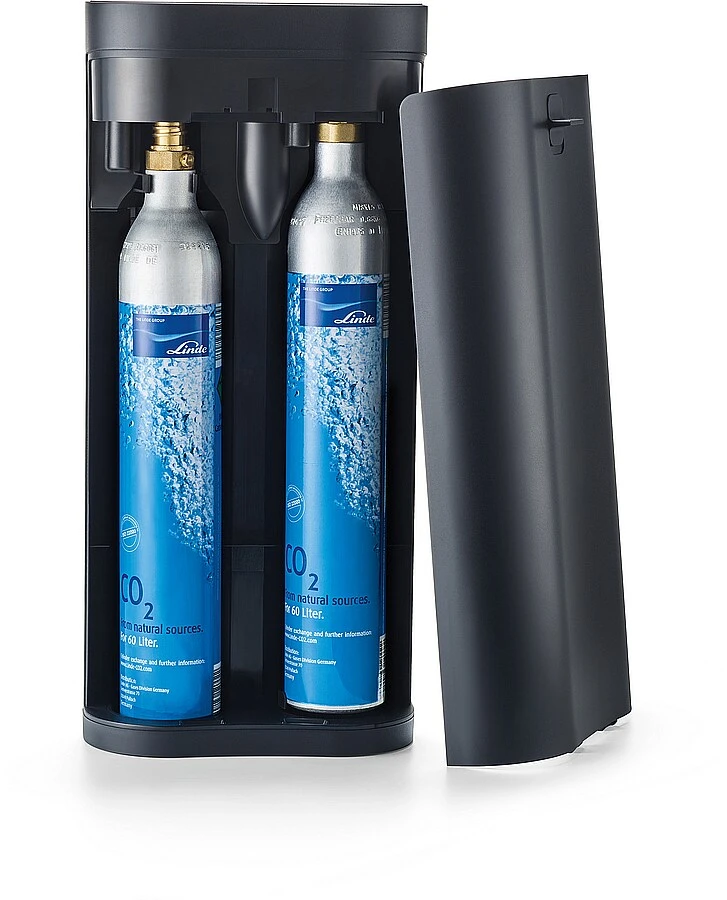 SODAPOP Wassersprudler Harold, Silber/weiß, 2x Glaskaraffen, 1x PET Flasche, CO2 Zylinder 3 SODAPOP Wassersprudler Harold, Silber/weiß, 2x Glaskaraffen, 1x PET Flasche, CO2 Zylinder – Bild 3