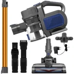 KESSER® 2in1 Zyklon Akku Staubsauger Handstaubsauger | Beutel- Kabelloser | Betriebszeit Bis 55 Min | Elektrobürste | Lithium-Ionen Akku | Decken- Bodenreinigung, | Wandhalterung | -Netto 8600364700 19495 prod 003