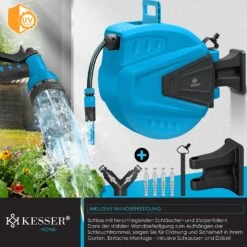KESSER® Schlauchtrommel Schlauchaufroller Wasser | Multi-Handbrause | 180° Schwenkbar | Aufwickelstopper | Wandhalterung | Wand-Schlauchbox | Wasserschlauchtrommel | Gartenschlauch | 8 KESSER® Schlauchtrommel Schlauchaufroller Wasser | Multi-Handbrause | 180° Schwenkbar | Aufwickelstopper | Wandhalterung | Wand-Schlauchbox | Wasserschlauchtrommel | Gartenschlauch | -Netto 8600364700 19720 prod 003