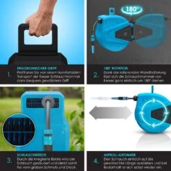 KESSER® Schlauchtrommel Schlauchaufroller Wasser | Multi-Handbrause | 180° Schwenkbar | Aufwickelstopper | Wandhalterung | Wand-Schlauchbox | Wasserschlauchtrommel | Gartenschlauch | 9 KESSER® Schlauchtrommel Schlauchaufroller Wasser | Multi-Handbrause | 180° Schwenkbar | Aufwickelstopper | Wandhalterung | Wand-Schlauchbox | Wasserschlauchtrommel | Gartenschlauch | -Netto 8600364700 19720 prod 004