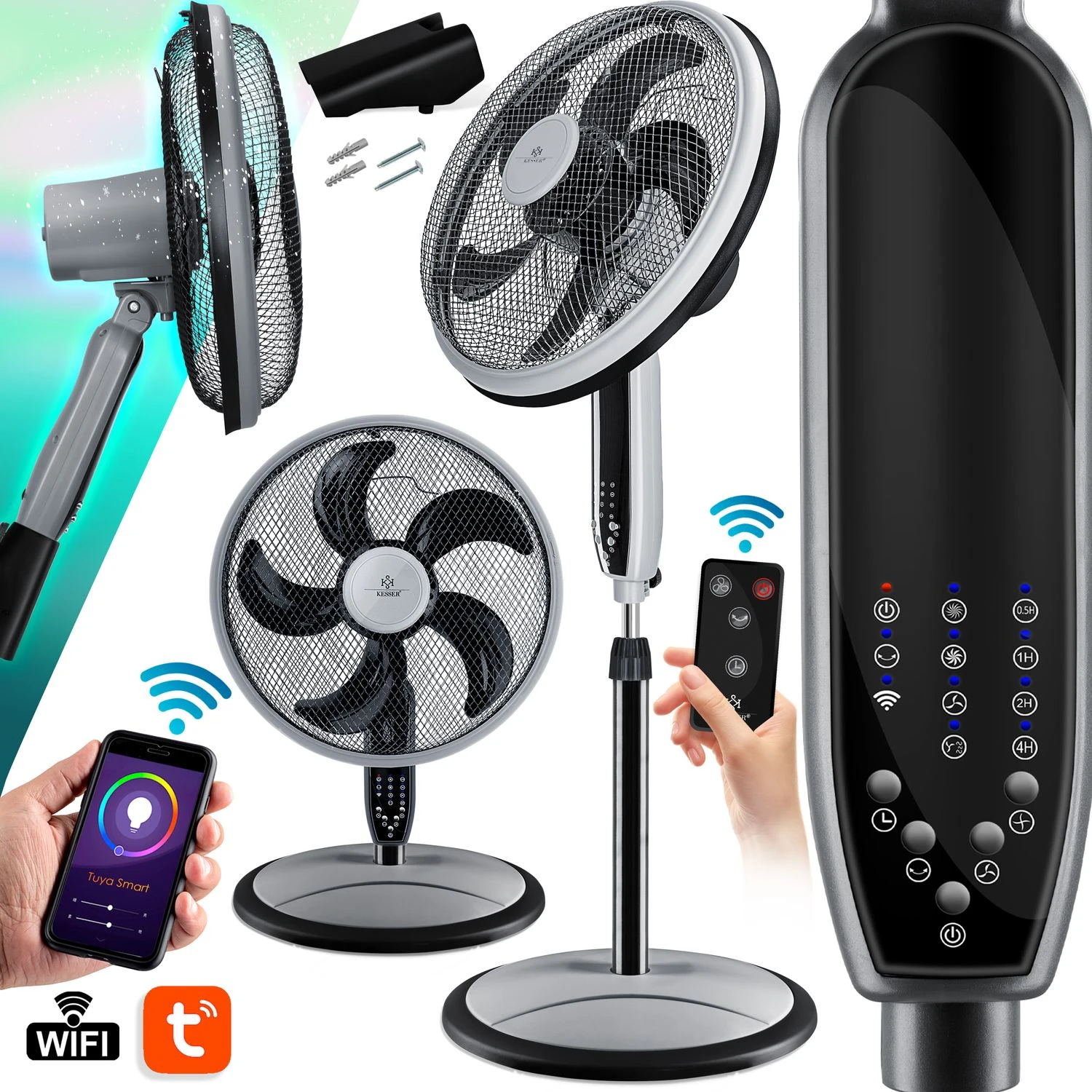 KESSER® 3in1 Standventilator Tischventilator Wandventilator Mit App Wifi , Fernbedienung | Timer | Leise Oszillation 80 Grad | Ventilator | 4 Geschwindigkeiten Inkl. Wandhalterung 1 KESSER® 3in1 Standventilator Tischventilator Wandventilator Mit App Wifi , Fernbedienung | Timer | Leise Oszillation 80 Grad | Ventilator | 4 Geschwindigkeiten Inkl. Wandhalterung