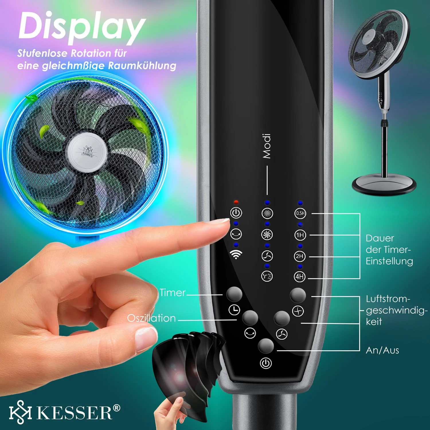 KESSER® 3in1 Standventilator Tischventilator Wandventilator Mit App Wifi , Fernbedienung | Timer | Leise Oszillation 80 Grad | Ventilator | 4 Geschwindigkeiten Inkl. Wandhalterung 2 KESSER® 3in1 Standventilator Tischventilator Wandventilator Mit App Wifi , Fernbedienung | Timer | Leise Oszillation 80 Grad | Ventilator | 4 Geschwindigkeiten Inkl. Wandhalterung – Bild 2