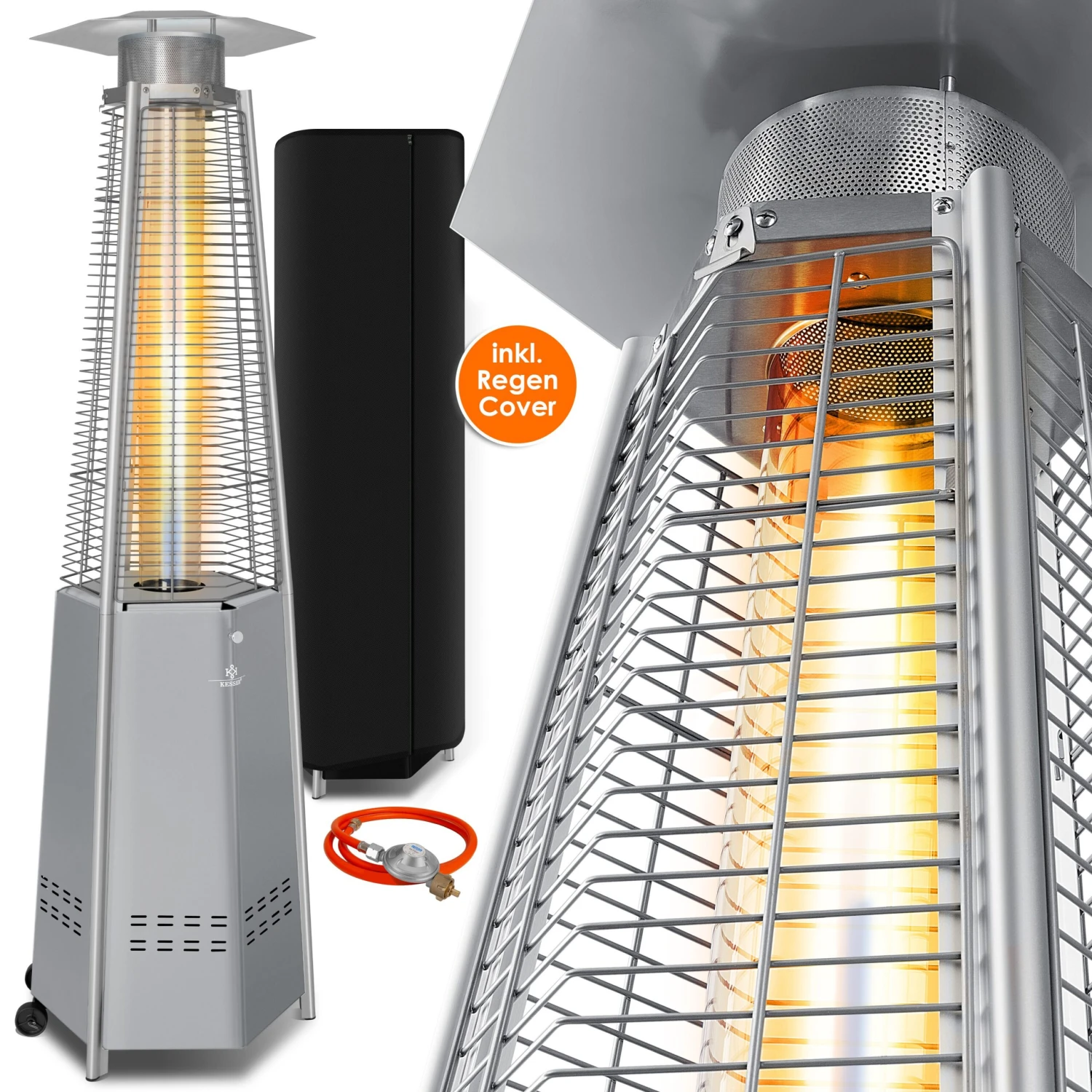 KESSER® Heizstrahler Pyramide Für Terrasse Terrassenheizer Gas 12,5 KW Gasheizstrahler Gasheizer , Wärmestrahler, Heizgerät, Inkl. Schutzhülle , Mit Gasschlauch Druckminderer , Wärmeabzug Edelstahl 1 KESSER® Heizstrahler Pyramide Für Terrasse Terrassenheizer Gas 12,5 KW Gasheizstrahler Gasheizer , Wärmestrahler, Heizgerät, Inkl. Schutzhülle , Mit Gasschlauch Druckminderer , Wärmeabzug Edelstahl