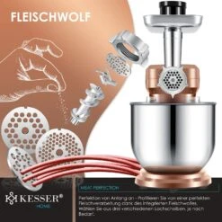 KESSER® 3 In 1 Universal Küchenmaschine K-KM 3000 Mit Fleischwolf Knetmaschine Multifuntionale Rührmaschine 5,5L Schüssel Mit 3 Rührwerkzeuge 1,5L Entsafter Wurst Set Pasta & Plätzchenformen 8 KESSER® 3 In 1 Universal Küchenmaschine K-KM 3000 Mit Fleischwolf Knetmaschine Multifuntionale Rührmaschine 5,5L Schüssel Mit 3 Rührwerkzeuge 1,5L Entsafter Wurst Set Pasta & Plätzchenformen -Netto 8600364700 22474 prod 003